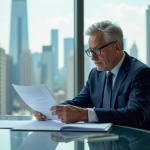 Analyste financier mature dans un bureau moderne