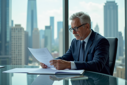 Analyste financier mature dans un bureau moderne