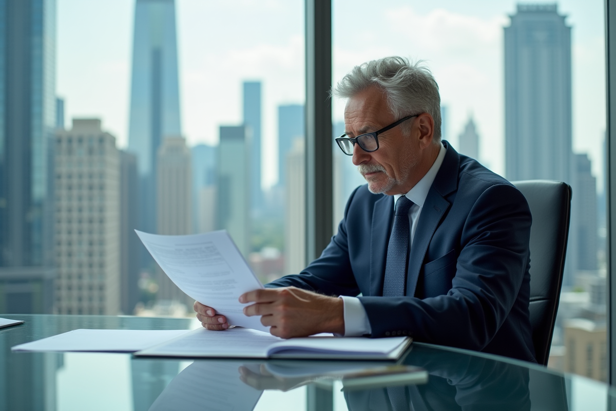 Analyste financier mature dans un bureau moderne