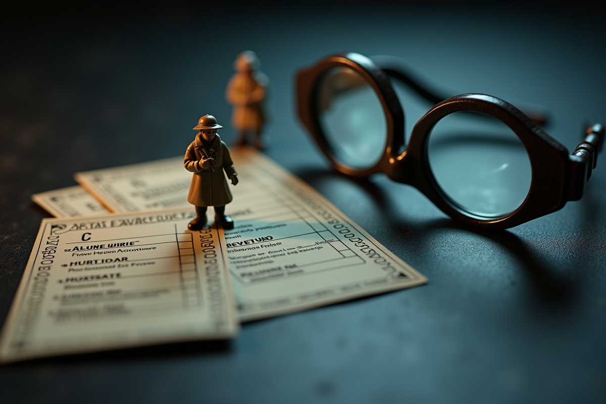 Cartes d evidence et figurines detective en gros plan