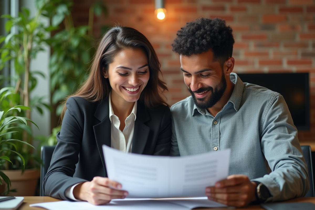 Deux collègues collaborant dans un espace de coworking dynamique