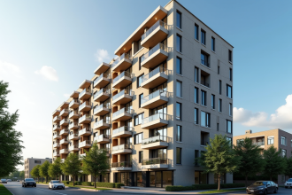 Façade d'un immeuble résidentiel moderne en journée