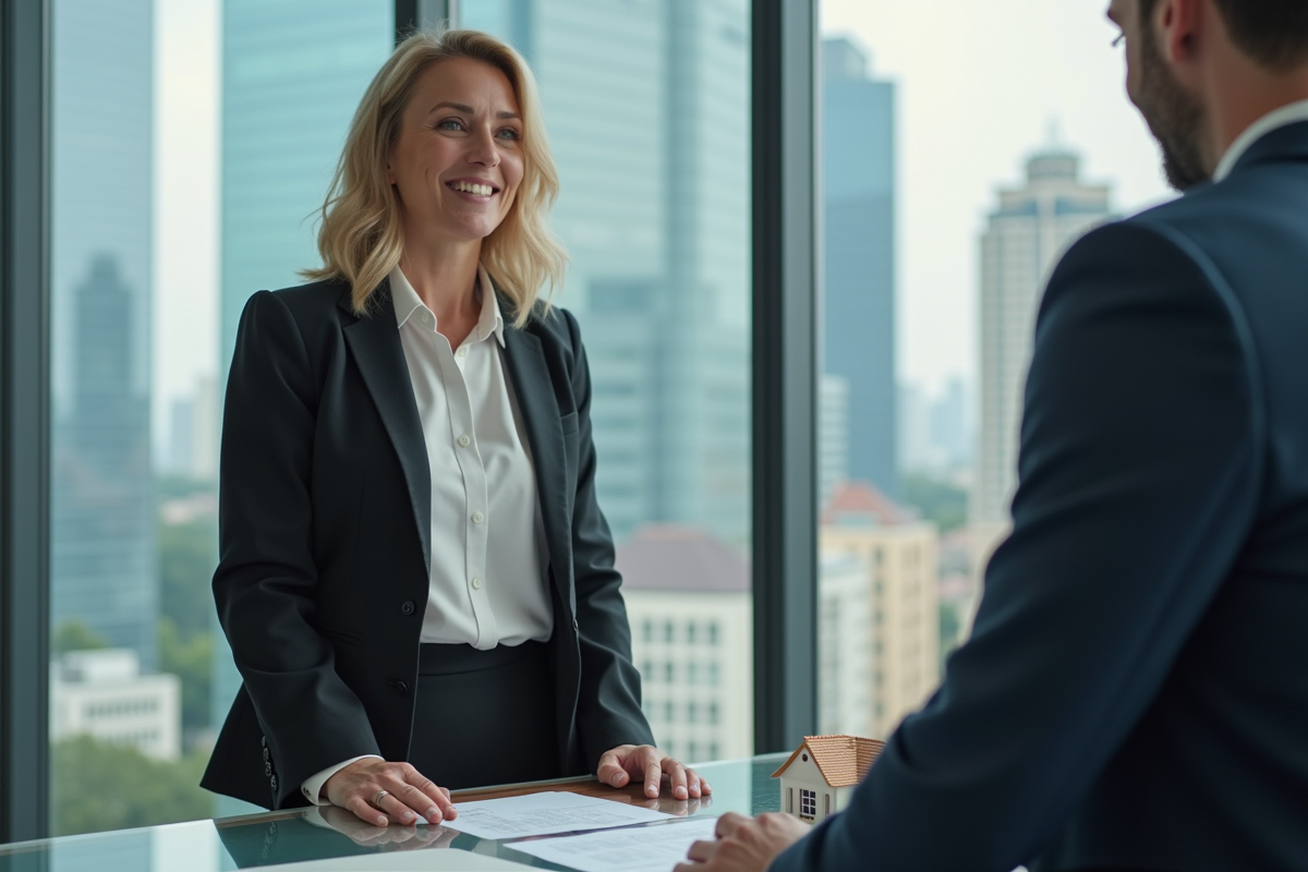 Femme professionnelle discutant avec conseiller bancaire