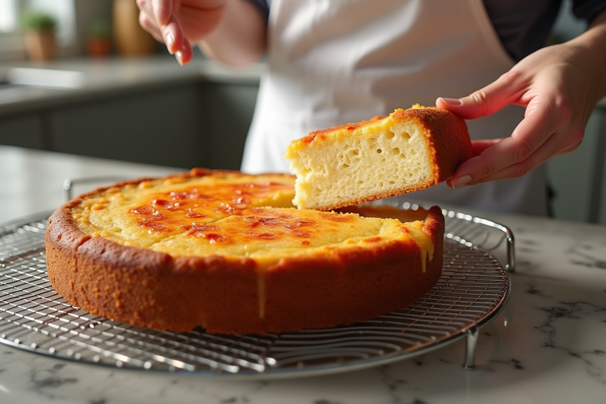 Gâteau chaud au chorizo et chèvre en cuisine lumineuse