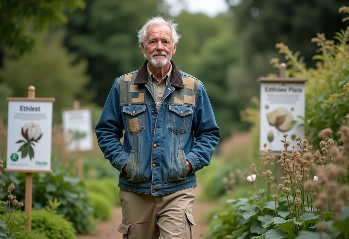 Homme âgé dans un jardin communautaire écologique