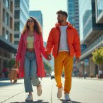 Jeune femme et homme en mode urbaine tendance 2025