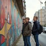 Jeunes souriants devant des fresques murales à Mille Nord
