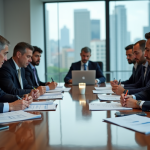 Groupe de professionnels en réunion d'affaires