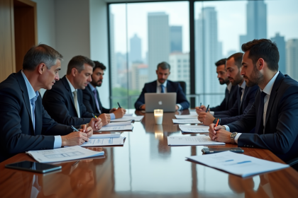 Groupe de professionnels en réunion d'affaires